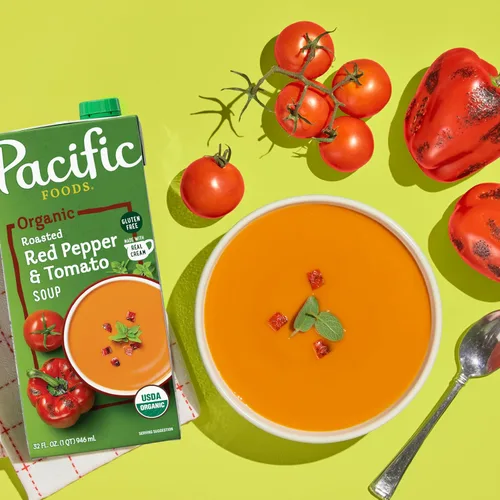Miniatura 3 de Pacific Foods Sopa orgánica de pimiento rojo asado y tomate, cartón de 32 onzas