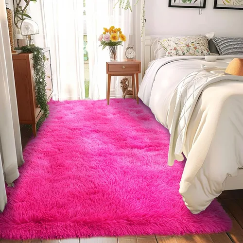Miniatura 103 de Awaytail Alfombra Esponjosa Lavable 2x3 Pies, Pura Negra Alfombra para Silla de Escritorio Antideslizante, Alfombra Supersuave para Niños