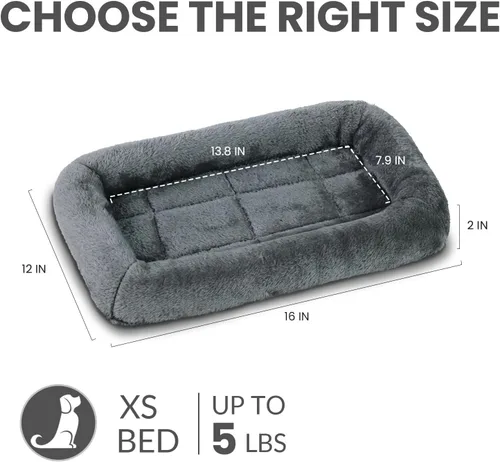 Miniatura 6 de Patas Lague Cama Bolster para Perros Extra Pequeños 16''x12'', Cama Sofá de Espuma Suave y Cálida para Mascotas, Alfombrilla para Jaula de Gris