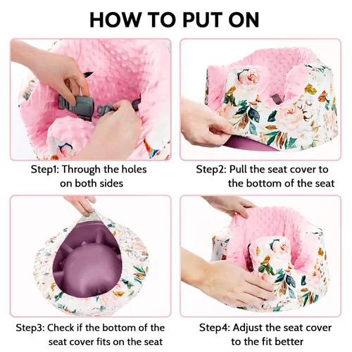 Miniatura 3 de DILIMI Minky - Funda de asiento compatible con asiento Bumbo, extraíble, ultra suave, cómoda, cálida, funda de asiento para bebé niña y niño, flor