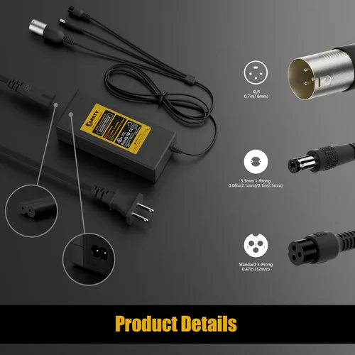 Miniatura 5 de Carsty Cargador para silla de ruedas y cargador de scooter de movilidad Carga rápida universal de 24 V 2 A Solución 3 en 1 certificada por