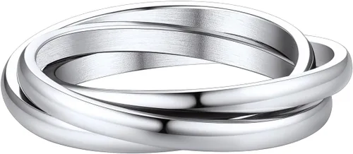 JOYOLO Classy Trinity Initerlocking Rings for Women Grils, Stainless Steel 18K Gold Rolling Rings Fidget Rings For Anxiety, Dainty Women Finger