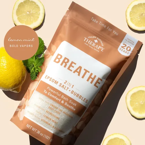 Miniatura 3 de Village Naturals Breathe - Jabón corporal espumoso, sal de Epsom, aceites esenciales, burbujas relajantes, sal marina, 36 onzas, paquete de 2