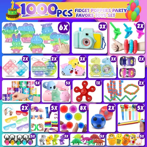 Miniatura 2 de Más de 1000 piezas de recuerdos de fiesta para niños, paquete de juguetes antiestrés, rellenos de calcetines de Navidad, regalo de cumpleaños, caja