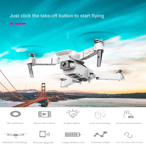 Miniatura 5 de Mini dron con cámara para adultos – Regalo de juguete de Navidad para principiantes de 14 años – Multirotores cuadricópteros RC UAV plegable