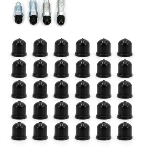 30 tapas de tornillo para purga de freno, cubierta de polvo de grasa, tapa de pezón de purga de frenos para automóviles y motocicletas