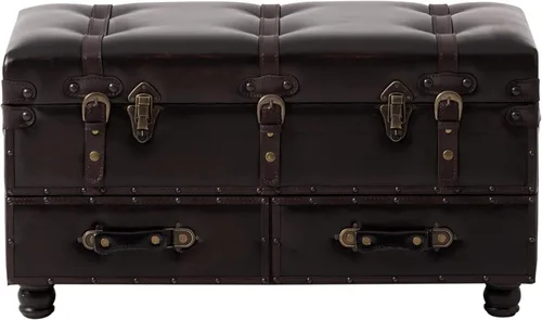 Miniatura 11 de Banco de almacenamiento vintage tapizado de mediados de siglo, banco otomano de almacenamiento acolchado para pasillo, entrada, dormitorio, negro