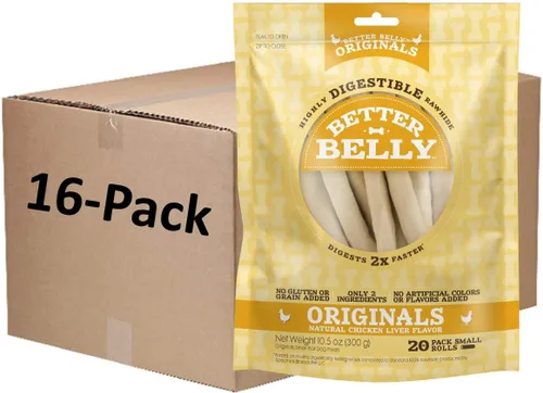Miniatura 15 de Better Belly Huesos de cuero crudo para perros, de gran digestibilidad, sin granos, sin gluten, sin colores ni sabores artificiales., Hígado