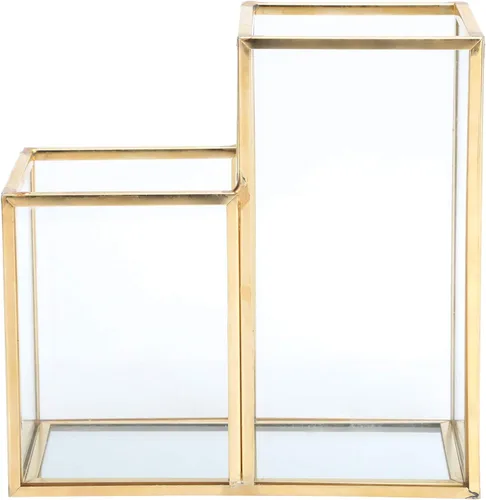 Organizador de brochas de maquillaje, soporte de brochas de maquillaje de vidrio, organizador de brochas de cosméticos vintage con bandeja de