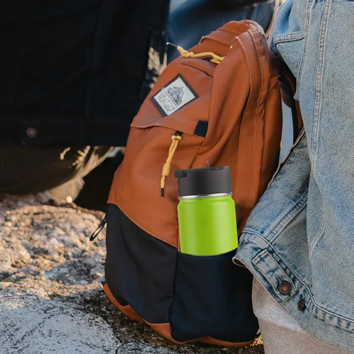 Miniatura 5 de koodee Botella de agua de 16 onzas, paquete de 2 botellas de agua aisladas de acero inoxidable con pajilla, botella de agua metálica reutilizable