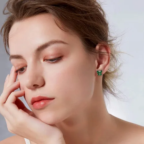 Miniatura 3 de Bestyle Anillo de collar de mariposa con piedra natal plateada para mujeres, delicado y lindo regalo de joyería de mariposa para mujeres