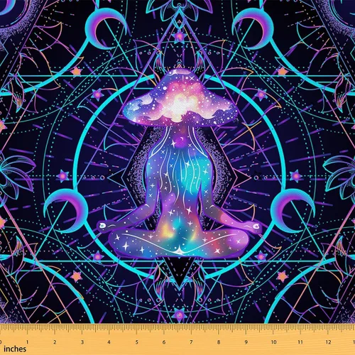 The Yard - Tela de hongos con forma humana de The Yard Moon Star Galaxy Starry Sky DIY Craft Hobby Tela por Yard Cool Purple Ombre Geométrico Líneas