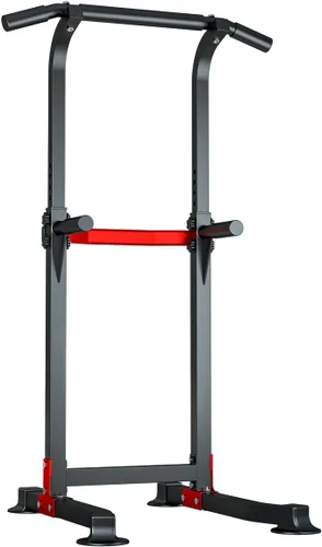Torre de Potencia con Estación de Fondo y Barra de Dominadas - Equipo de Gimnasio para el Hogar Multiusos con Altura Ajustable y Almohadillas