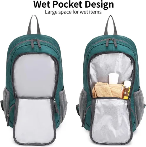Miniatura 6 de FENGDONG mochila ligera plegable impermeable de 35L, mochila de senderismo pequeña para viajes, para hombres y mujeres A9-verde oscuro