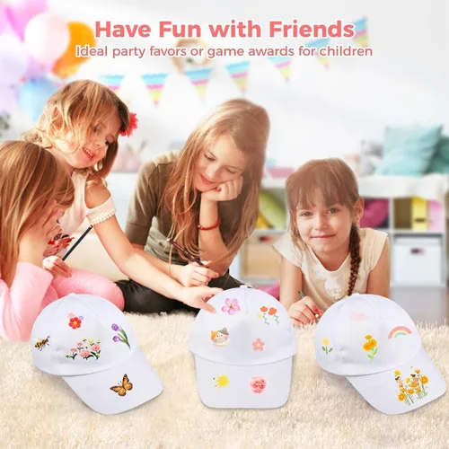 Miniatura 3 de B bangcool DIY Kids Baseball Caps Sombreros - Blanco DIY Pintura Creativa Poliéster Sun Hat Sports Cap para niños