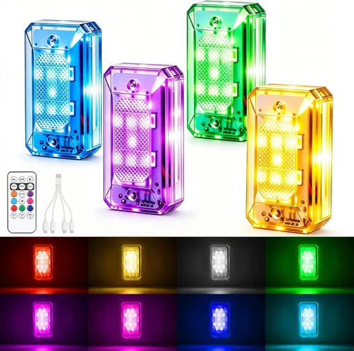 Luces estroboscópicas LED inalámbricas de 11 LED actualizadas 2026, ultra brillantes, 8 colores, luces estroboscópicas de aviones con control