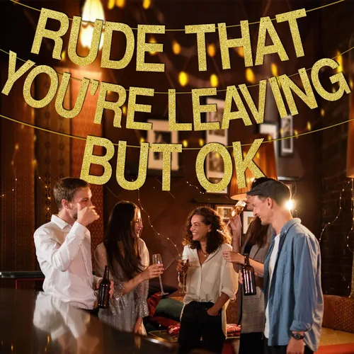 Miniatura 3 de Cartel de Rude That You're Leaving But Ok, decoración de fiesta con texto en inglés "We Will Miss You", decoración con texto en inglés "Going Away