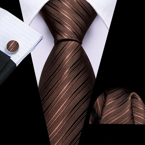 Miniatura 144 de Barry.Wang Juego de corbatas para hombre, corbata de seda a rayas, tejido a cuadros, gemelos formales, negocios, boda