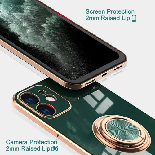 Miniatura 5 de Funda para iPhone 11 Pro con anillo, anillo de rotación de 360 grados integrado con soporte de anillo de rotación de 360 grados con chapado Gris