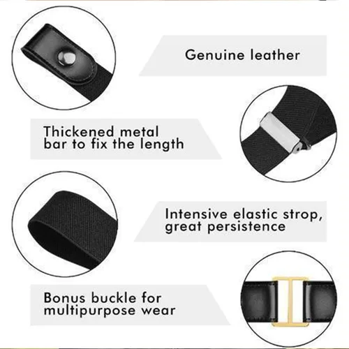 Miniatura 7 de TAIYANYU Cinturones elásticos invisibles sin hebilla para mujeres o hombres, cinturones invisibles negro
