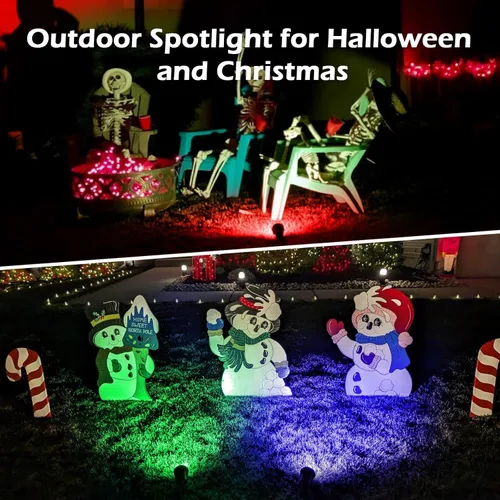 Miniatura 6 de Foco para exteriores – Enchufe de 120 V, 2700 K, luces LED de paisaje blanco cálido con 3 lentes RGB para patio, jardín, césped y decoración