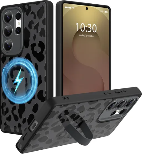 Miniatura 50 de Funda magnética compatible con Samsung Galaxy S25 Ultra para mujeres y hombres, estética flor de durazno, correa de muñeca ajustable incorporada