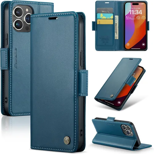 Miniatura 8 de SINIANL Funda tipo cartera compatible con iPhone 15 con tarjetero para mujeres y hombres, con bloqueo RFID, cierre magnético, función atril