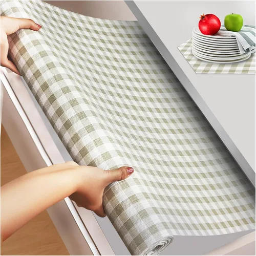 Miniatura 10 de Beautysaid Revestimiento de estante y cajón para gabinete Ktichen, papel antideslizante no adhesivo, impermeable, lavable, grueso para tocador