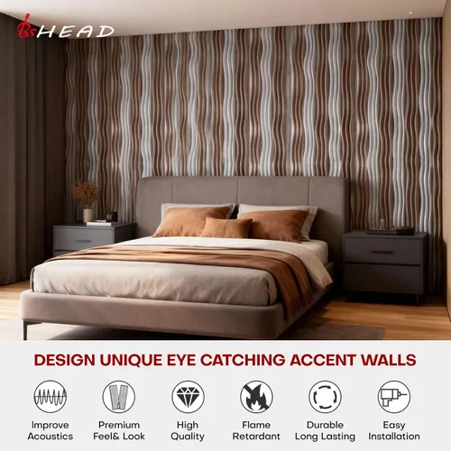 Miniatura 5 de Paneles Acústicos de Pared Grandes 47.2"x23.6"x1.57" Paquete de 4, Paneles de Prueba de Sonido DIY 3D con Ondas para Paredes, Paneles de Pared