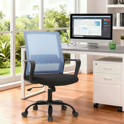 Miniatura 2 de PayLessHere Silla de oficina para computadora, silla ergonómica de malla, respaldo medio, silla giratoria para oficina en casa, silla de escritorio