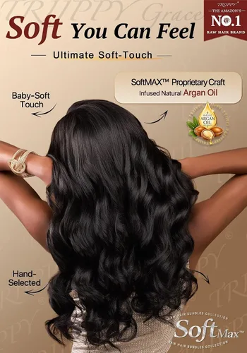 Miniatura 5 de TRIIPPY Paquetes de cabello humano ondulado, 100% cabello camboyano sin procesar SoftMAX, 3 paquetes (16, 16, 16, 16 pulgadas), triple la vida útil