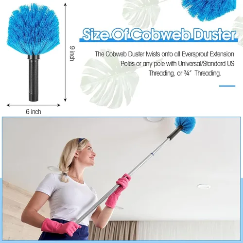 Miniatura 2 de 9 piezas Twist on Cobweb Duster a granel para limpieza empresa de limpieza Cepillo removedor de telaraña cepillo de telaraña accesorio de cabeza