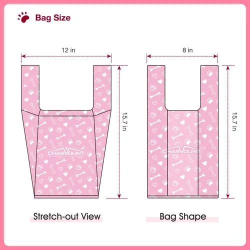 Miniatura 5 de Charmount 120 bolsas sin perfume para excremento de perro con asas, bolsa de basura extra gruesa de 16 x 8 pulgadas, a prueba de fugas y fácil