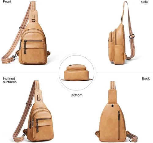 Miniatura 5 de Leresas Bolso bandolera de 7L para mujer, bolso cruzado, riñoneras, de cuero vegano, bolso de pecho de moda, de viaje, antirrobo