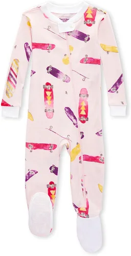 Burt's Bees Baby - Pijama para niña, con cremallera delantera y pies cerrados antideslizantes, de algodón orgánico 100%, para niñas pequeñas
