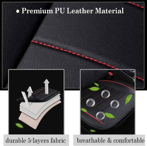 Miniatura 2 de Funda para asiento delantero de automóvil, cojín de ajuste universal, transpirable, antideslizante, para automóvil, camión, oficina, piel sintética