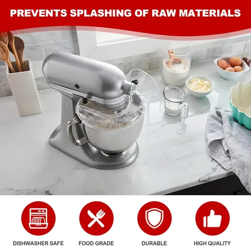 Miniatura 3 de Protector de Vertido para Tazón de Batidora KitchenAid de 4.5-5 Cuartos de Galón (Acero Inoxidable, Vidrio, Cerámica) - Protector contra