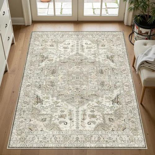 Miniatura 33 de Alfombra de pasillo lavable de 2 x 6 pies - Alfombras de cocina con respaldo antideslizante vintage suave estilo granja, alfombra de entrada