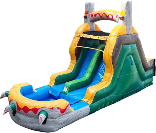 HeroKiddo - Tobogán acuático inflable con pasamanos de 13 pies con pasamanos, tobogán acuático inflable con piscina, 22 pies de largo, 100% PVC de