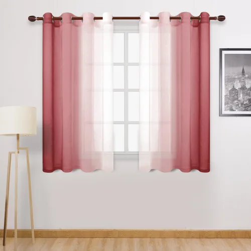 Miniatura 57 de DWCN Cortinas Transparentes de Lino Sintético Negro Degradado Ombré - Cortinas Semi Transparentes de Gasa con Ojales en la Parte Superior