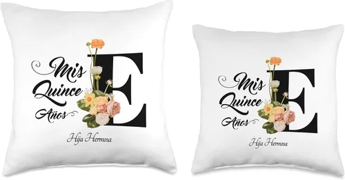 Miniatura 3 de Quinceañera Apparel Mis Quince Años Quinceañera - Almohada con letra E inicial, 18 x 18 pulgadas, multicolor