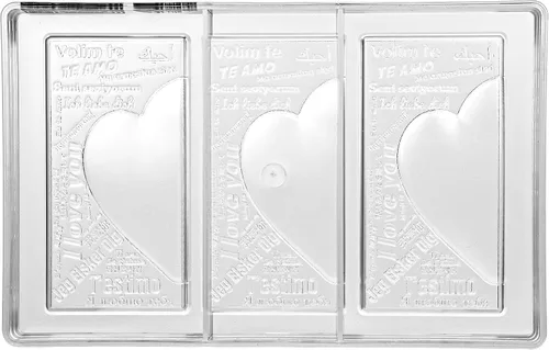 Miniatura 4 de CM 3844 Louis Amado - Molde de policarbonato transparente para chocolate con 3 cavidades rectangulares para tabletas con mensaje de corazón, 2.756