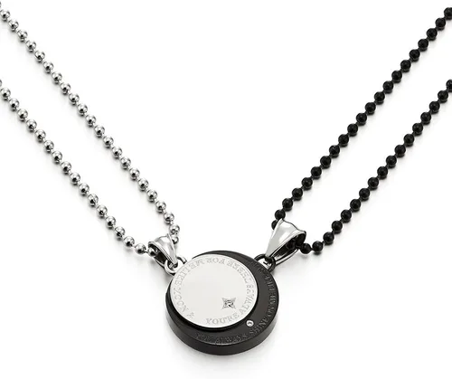 Miniatura 2 de Un par collar de parejas los amantes acero luna y sol colgante con circonita cúbica para hombre mujer amigos