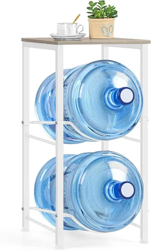 Miniatura 10 de Organizador para botellas de agua de 5 galones, soporte para jarra de agua con estantes superiores, estante de almacenamiento de jarra de 2 niveles
