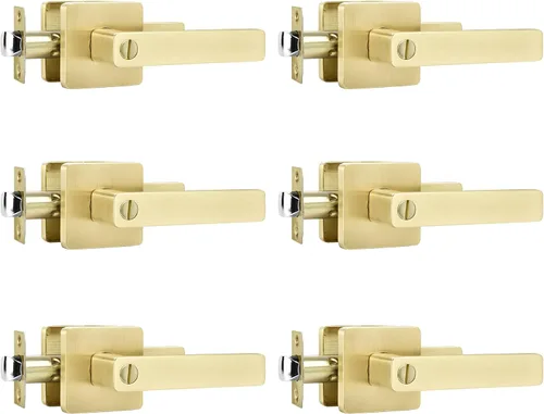 Miniatura 28 de Leydebong - Paquete de 4 picaportes resistentes para entrada con llave, manija dorada, llaves iguales/combo con llave, reversible para la izquierda