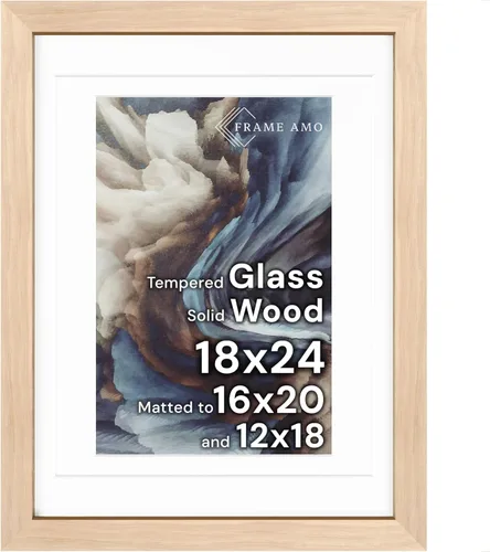 Miniatura 154 de Frame Amo Marco de póster de madera maciza de 13 x 19 pulgadas, color natural, tapete blanco para imagen de 11 x 17 pulgadas, parte frontal