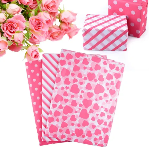 PLULON 60 hojas de papel de seda rosa de San Valentín a granel, para bolsas de regalo, hojas de papel de seda para el hogar, cocina, manualidades,
