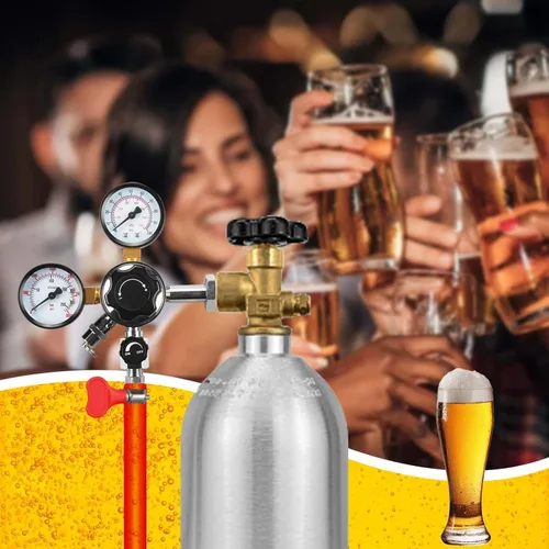 Miniatura 5 de PERA Regulador de nitrógeno de doble calibre CGA580 Regulador de cerveza de aire de gas con presión de entrega de 0-100 PSI Premium, línea de gas