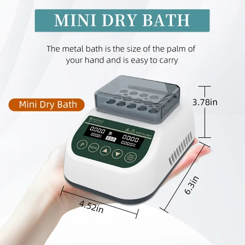 Miniatura 5 de Mini calentador de baño seco digital incubadora termostática calefacción temporizador programable con 0.1 fl oz* 15 tubos de centrífuga bloque