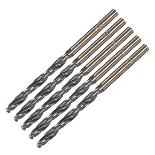 Miniatura 11 de uxcell 5 brocas de vástago recto de 0.098 in de titanio dorado y nitruro negro recubierto de acero de alta velocidad (HSS) 4341 con vástago de 0.098